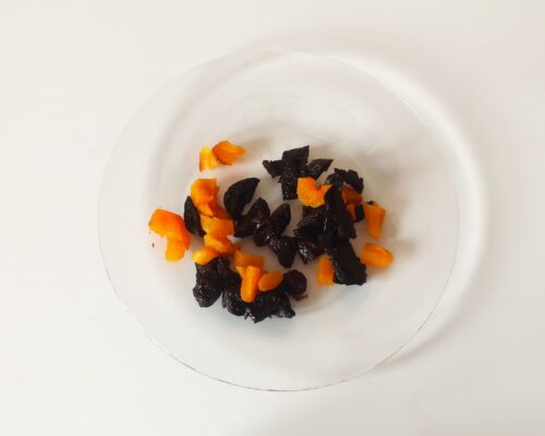 Chop the plums and apricots