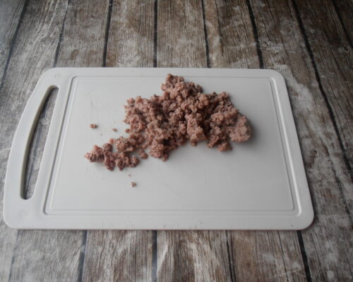 Finely chop the boiled beef