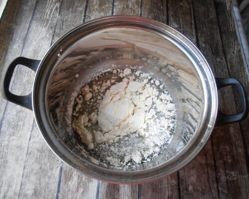 Sift albumin into the egg whites