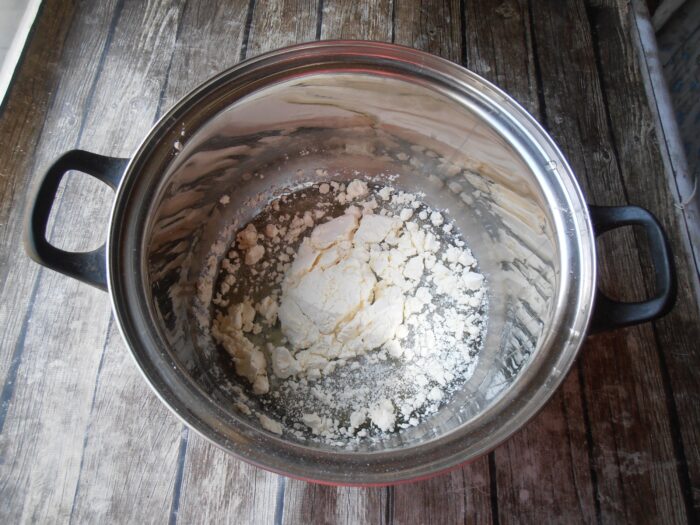 Sift albumin into the egg whites