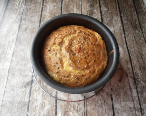 The baked meatloaf can be cooled