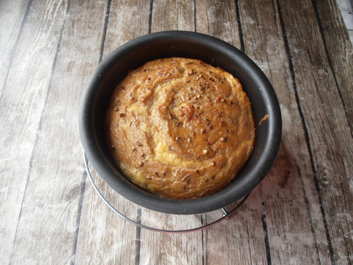 The baked meatloaf can be cooled