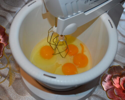 Break the eggs into a deep bowl