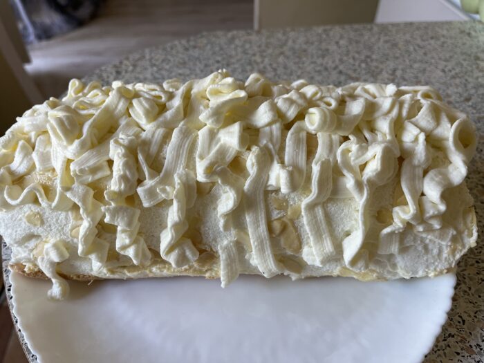 Use a pastry syringe to make waves of cream