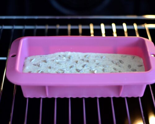 Place the pan with the dough in the oven