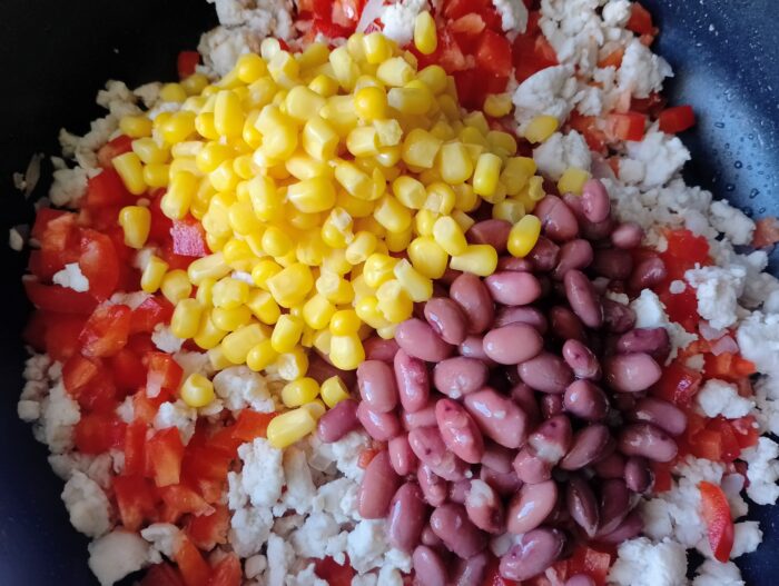add the beans and corn
