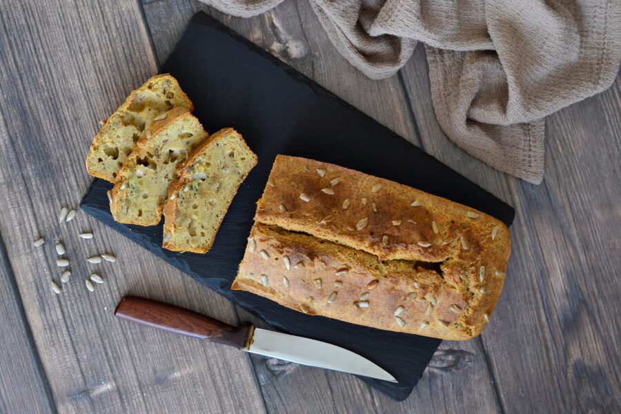slice showing soft airy interior of kefir bread