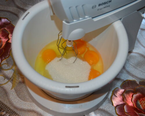 Add the sugar and a little salt