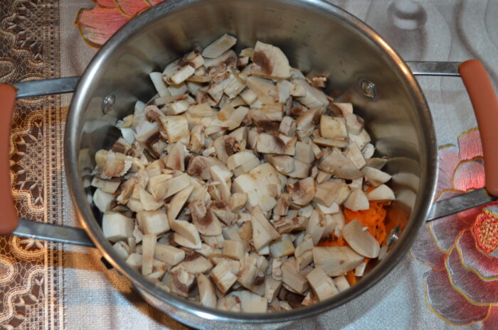 Add finely chopped mushrooms