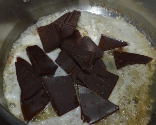 break the dark chocolate into small pieces