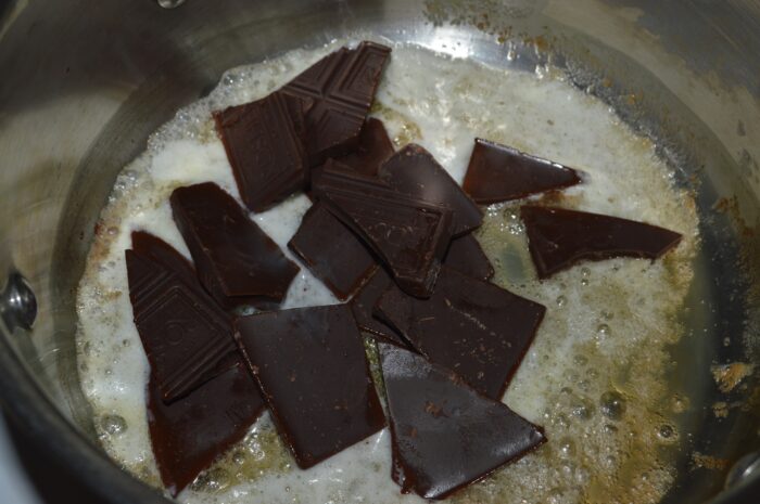 break the dark chocolate into small pieces