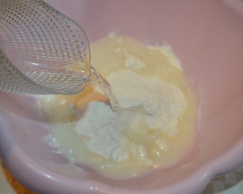 Pour in the warm water