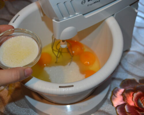 Add the melted butter