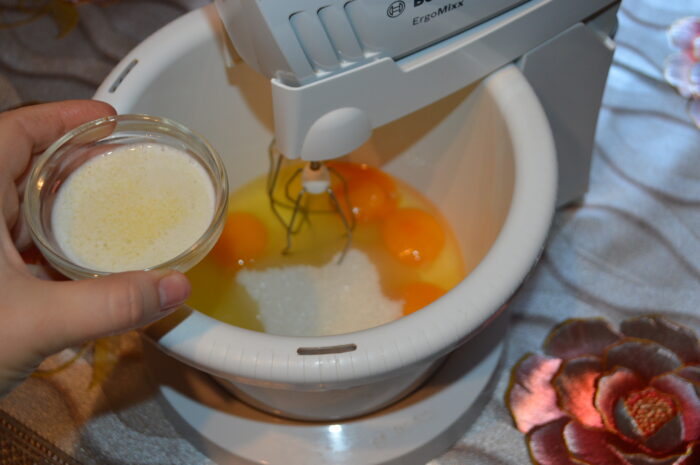 Add the melted butter