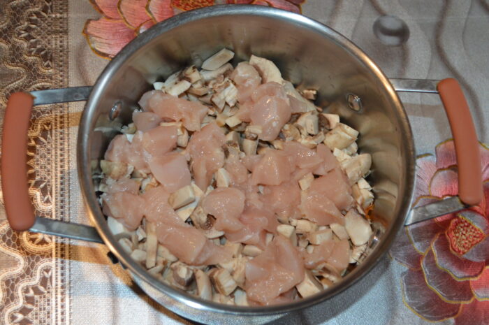 Add the diced chicken breast