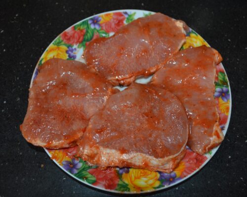 The pork chops are already purchased in marinade