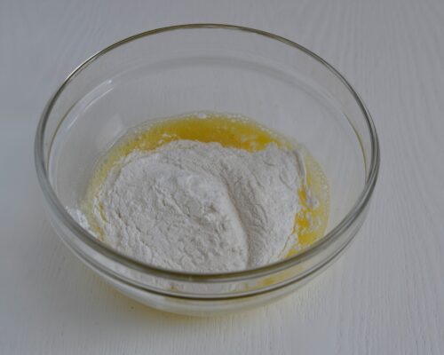 Pour in the rice flour