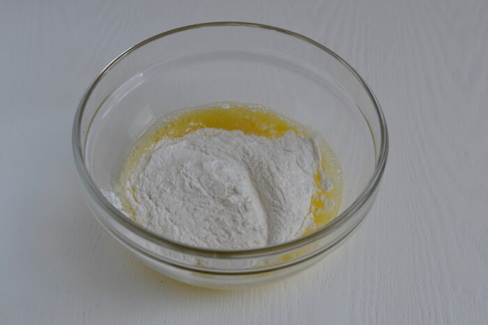 Pour in the rice flour