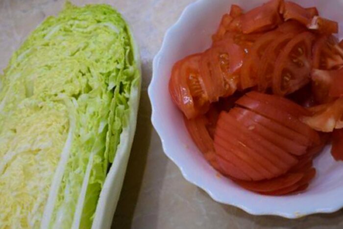 chop the Chinese cabbage