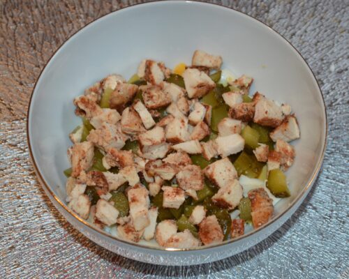 Cut the cooked chicken breast