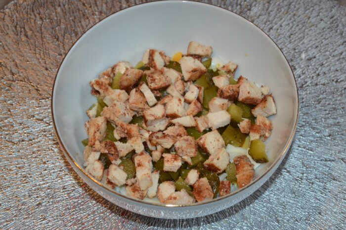 Cut the cooked chicken breast