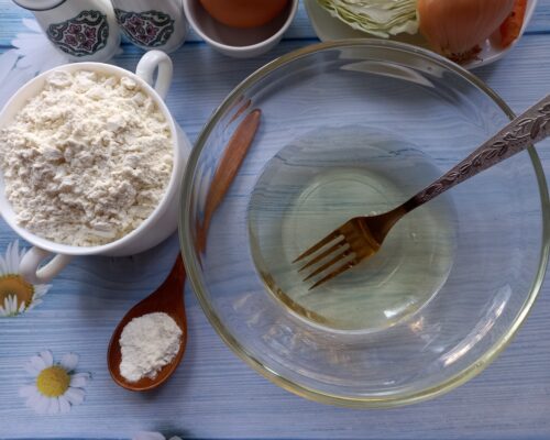 mix part of the flour