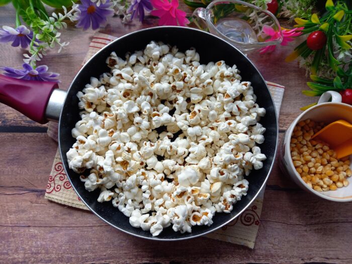 you will hear popping sounds coming from the pan