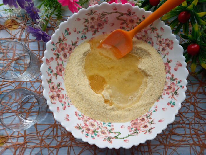 pour the water and oil