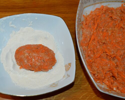 form patties and roll them in flour