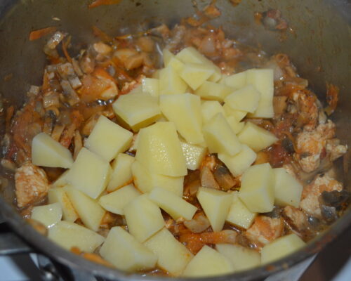 Add the diced potatoes