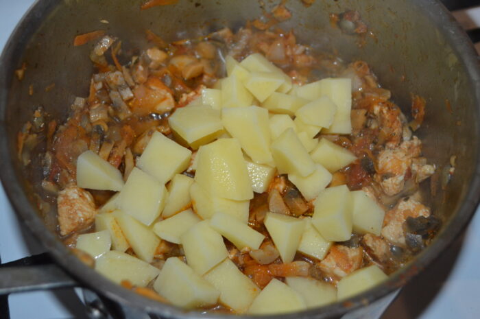 Add the diced potatoes