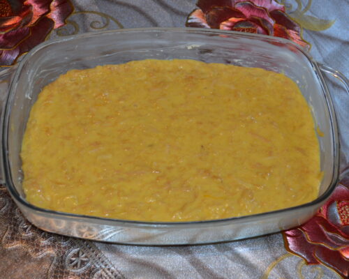 Pour the mixture into the baking tray