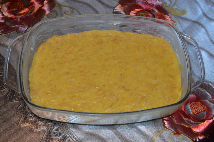 Pour the mixture into the baking tray