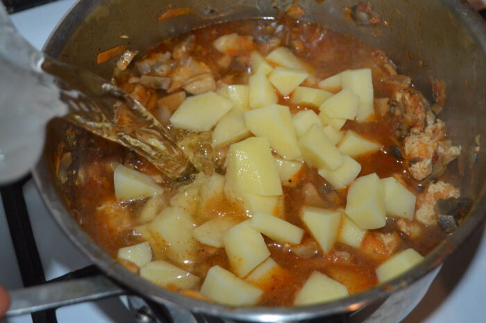 Pour the water into the pot