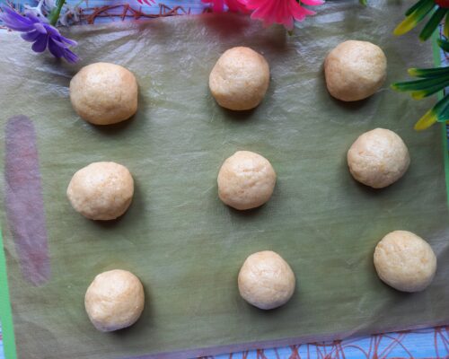 Divide it into several pieces and roll them