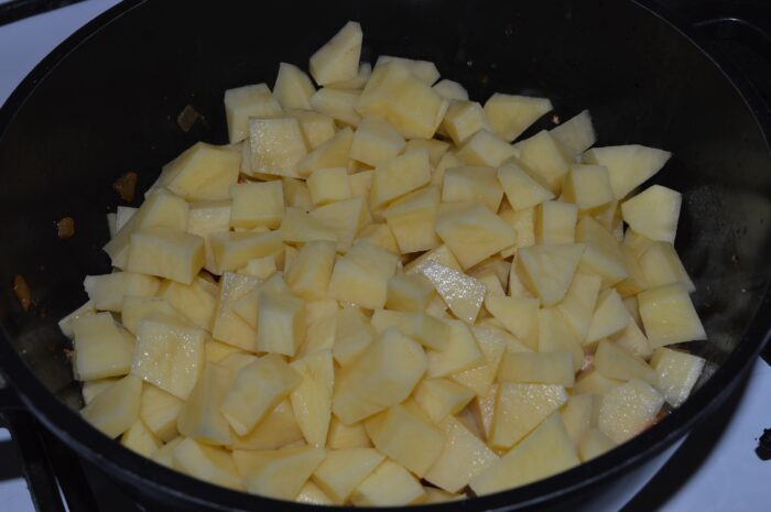 Add the potatoes to the pot