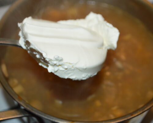 add the melted cheese