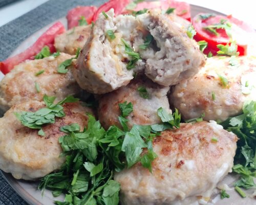 The finished patties can be served