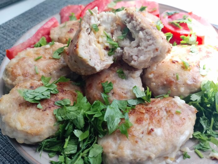 The finished patties can be served