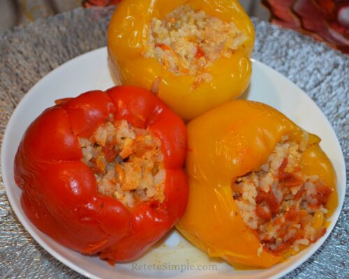 The peppers stuffed with meat and rice are ready