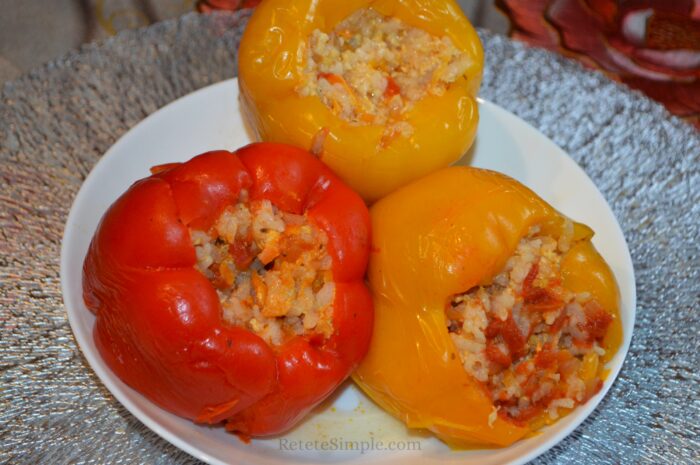 The peppers stuffed with meat and rice are ready