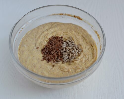 Add the flax and sunflower seeds