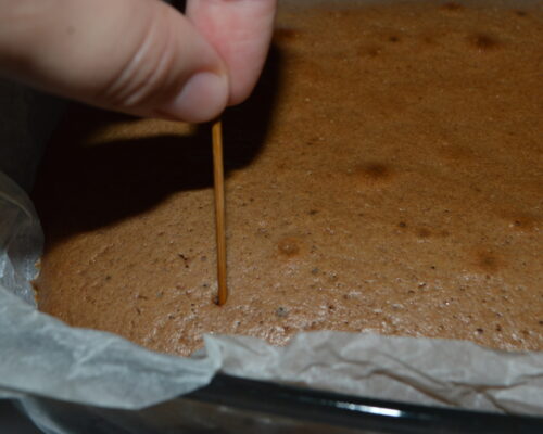 Use a wooden skewer to check whether the cake is ready