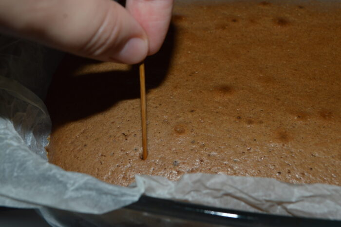 Use a wooden skewer to check whether the cake is ready