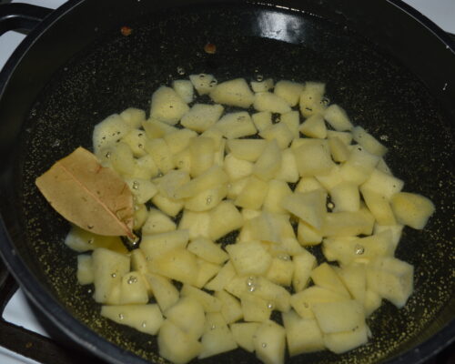 Pour the water into the pot and add the potatoes