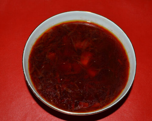 The beetroot soup is ready