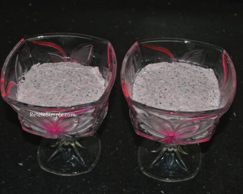 Pour the mixture into two dessert glasses