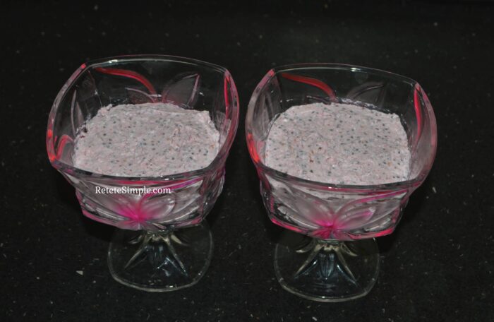 Pour the mixture into two dessert glasses
