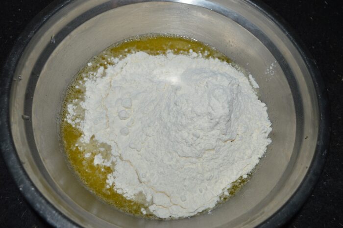 Add the flour and knead the dough