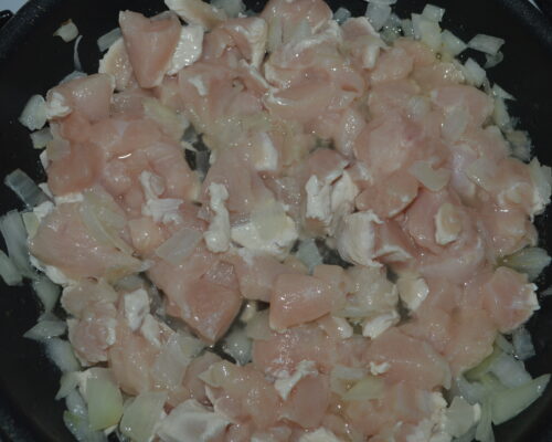 Add the chicken breast to the pan